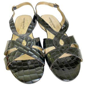 Walking Cradles Womens NWOB Black Strappy Faux Croc Sandals Size 10WW